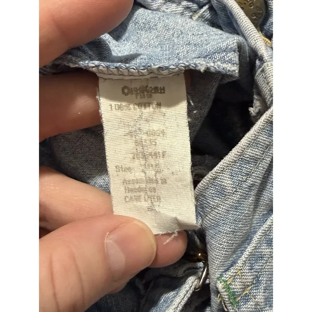 Vintage Baby B’Gosh Vestbak Oshkosh Girls Blue Jean Bib Romper Size 18 months